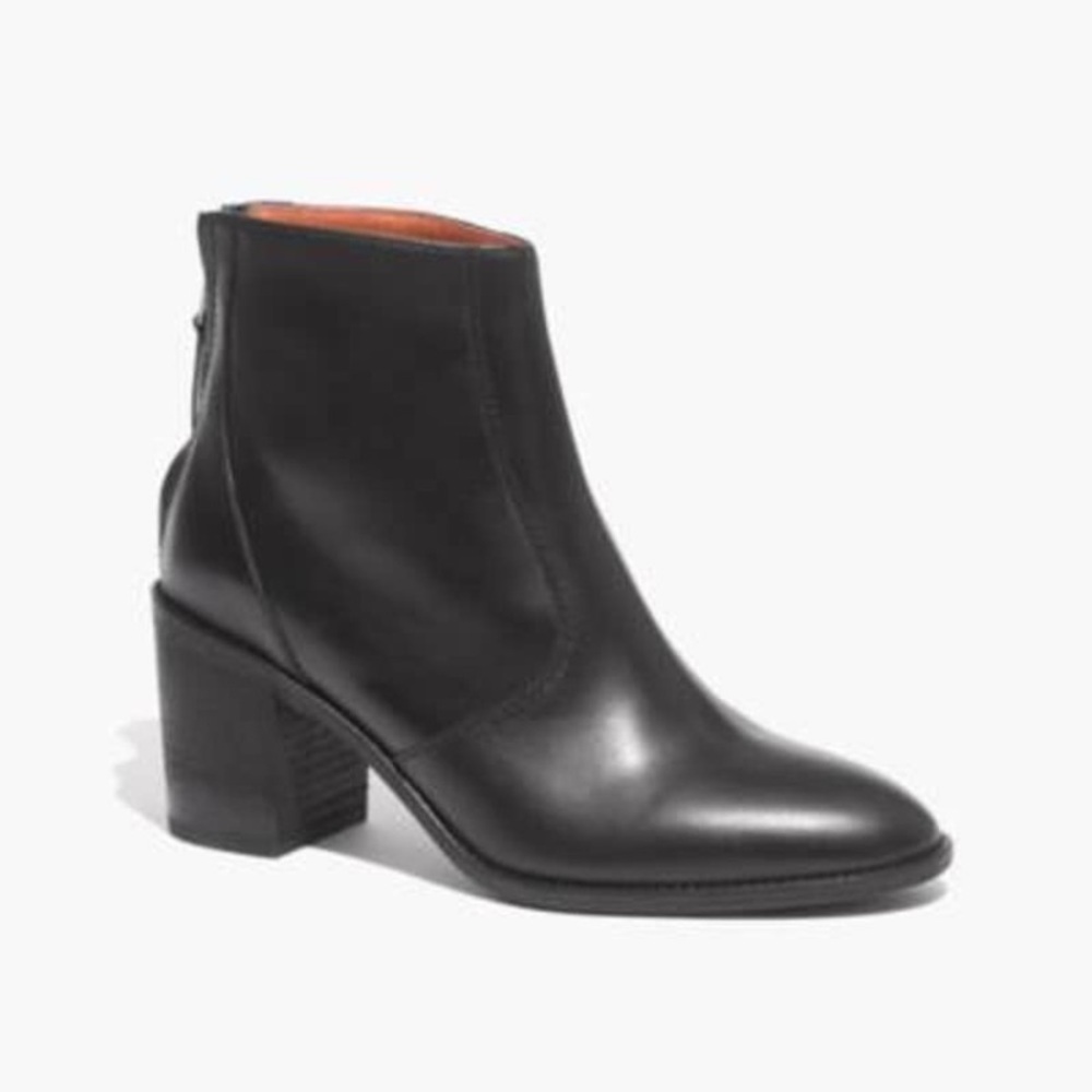 MADEWELL Ames Leather Stacked Bootie in Black